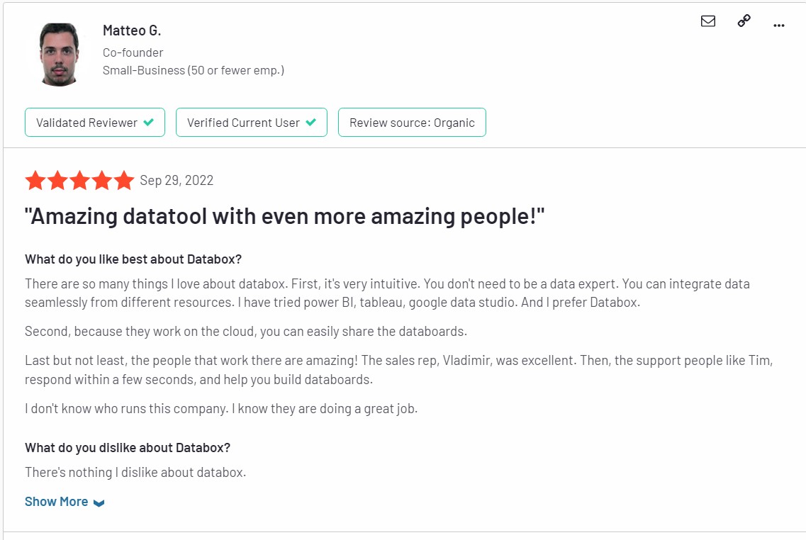 Reviews Databox