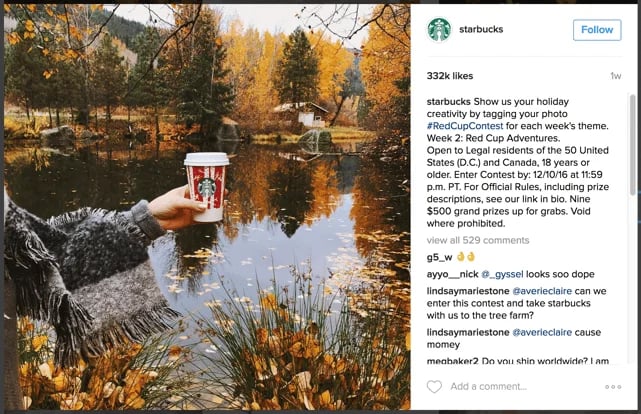 holiday social media posts-starbucks-contest